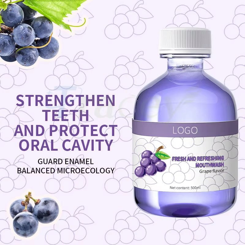 Private Label Peach Grape Lvint Lvouth Oral Cleaning Teeth Whitening Fresh Breath Mouthwash 500ml Portable for Home Travel Hotel