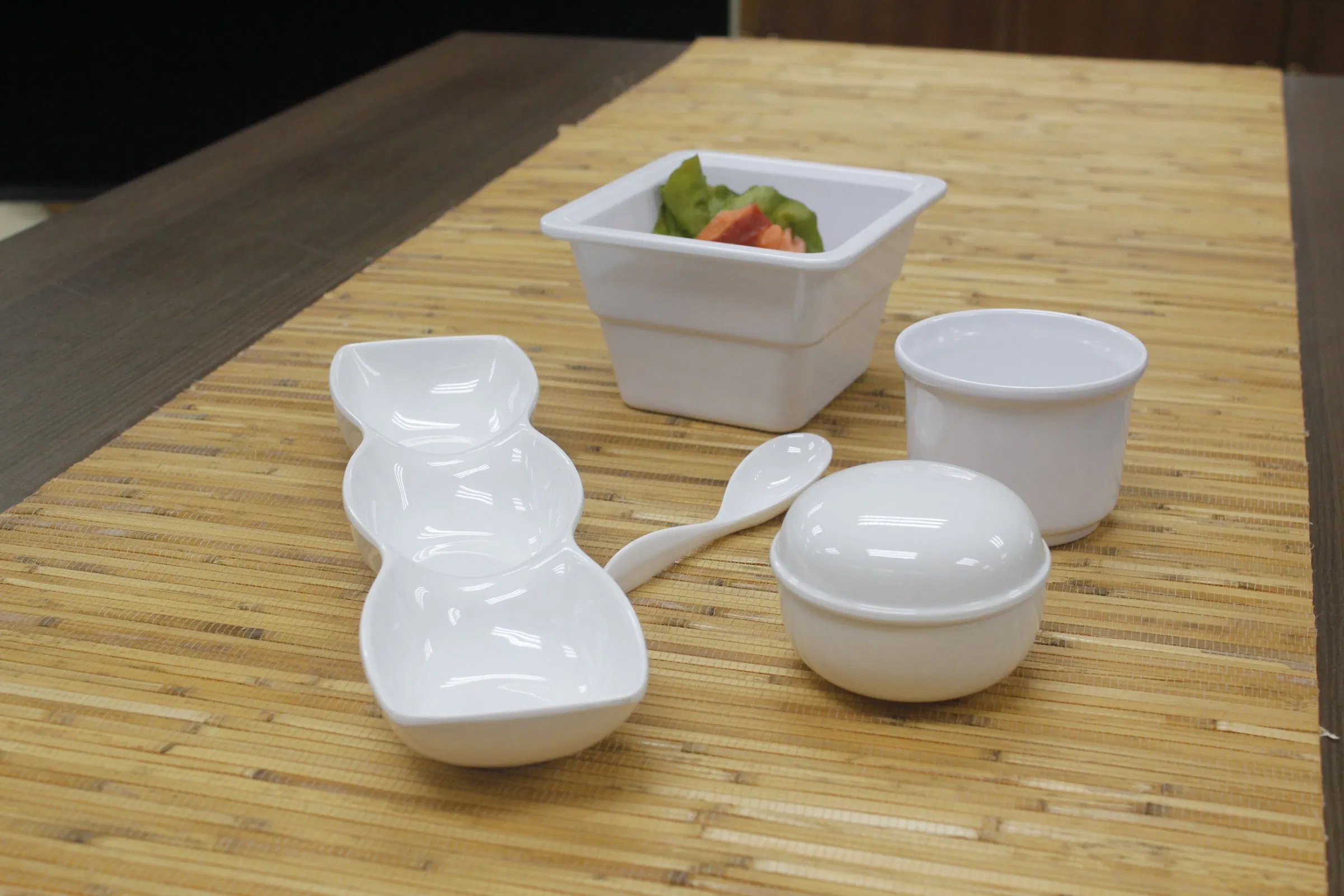 3-Divided Sauce Dish Restaurant Hotel Melamine Tableware Large Divider Plate