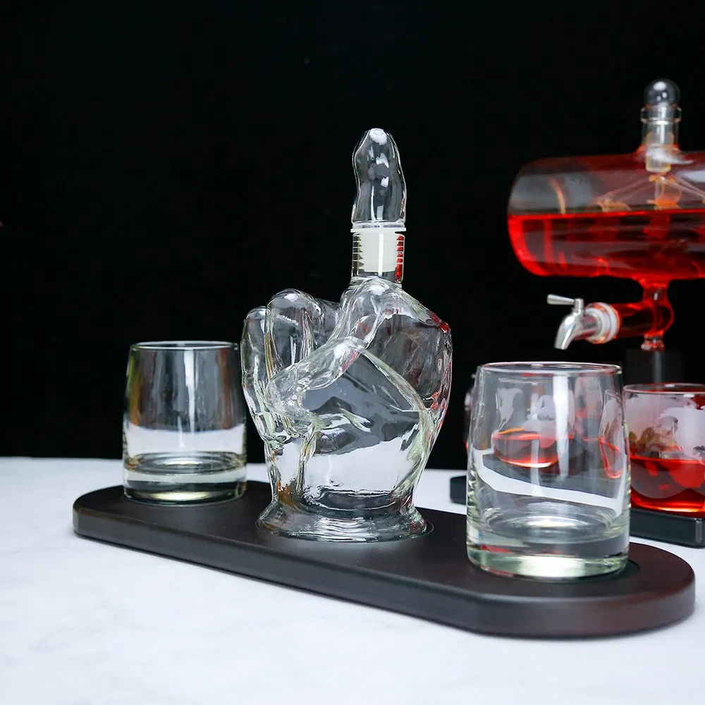 Blown Whishkey Decanter Suppliers Middle Finger Shaped Whishkey Decanters