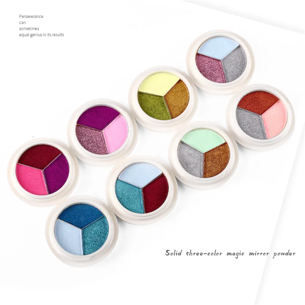 Solid Three-Color Chrome-Plated Holographic Mirror Effect Aurora Powder Nail Decoration Magic Mirror Powder