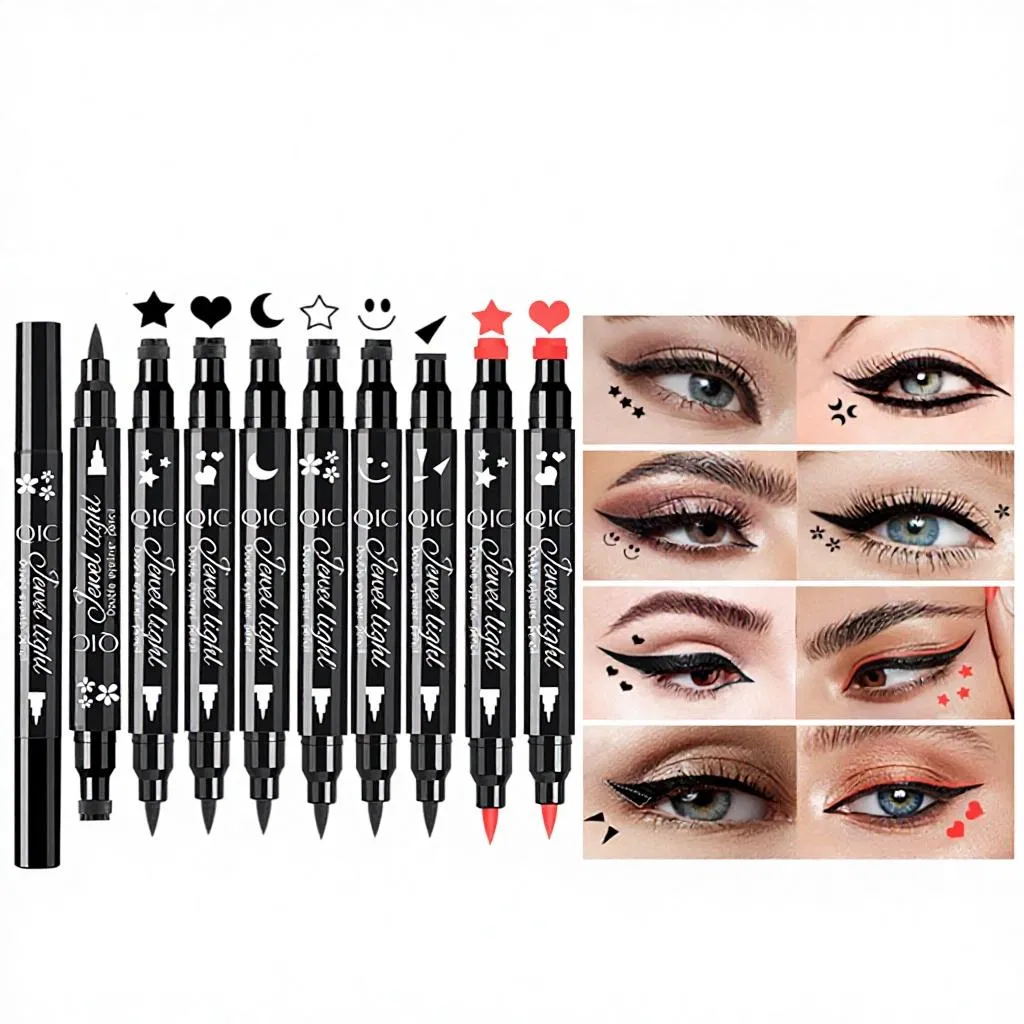 Cross-Border Makeup Triangle Seal Double-Headed Eyeliner Pen Waterproof Oil-Proof Non Blooming Tattoo Stamp Guangdong Made