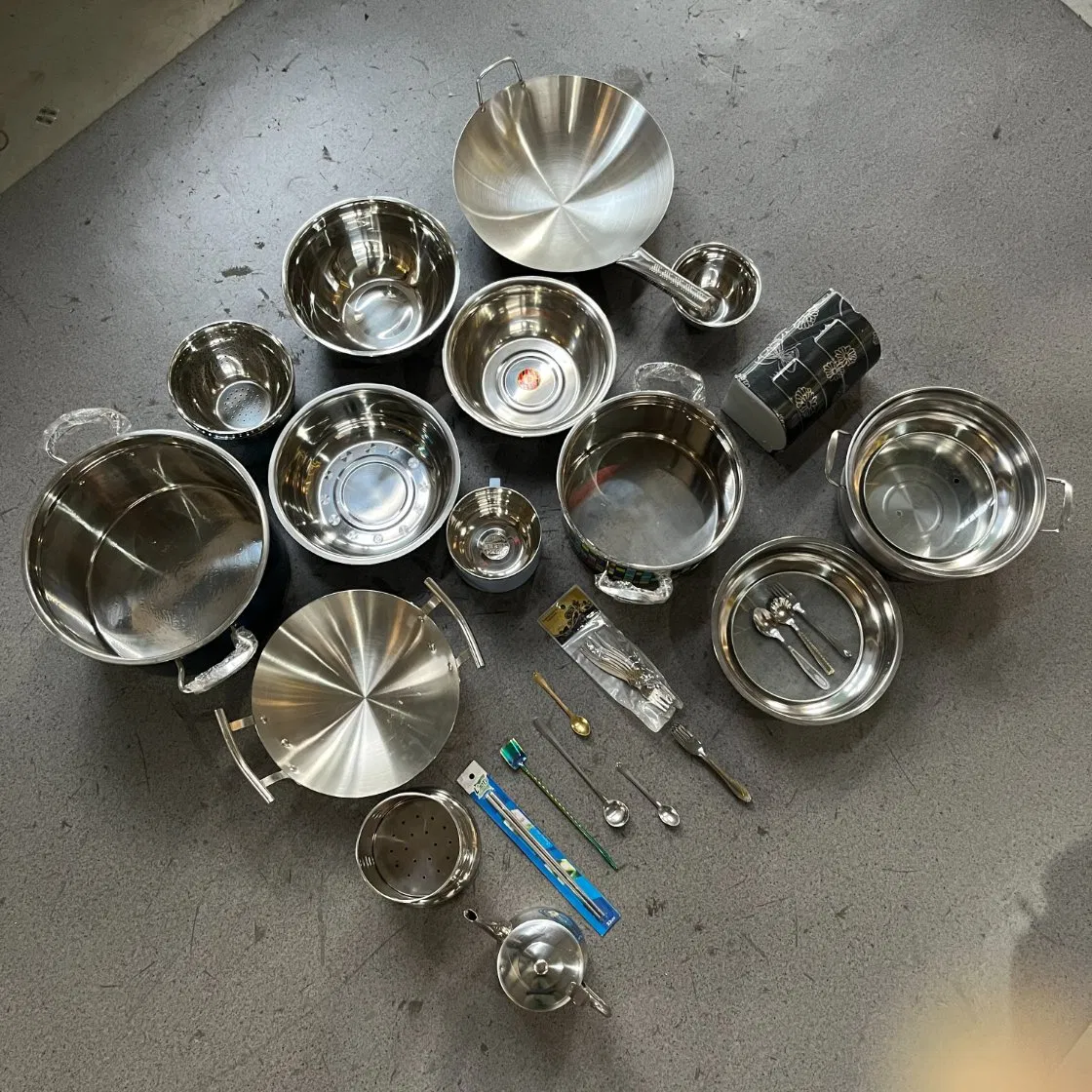 Peralatan Masak Stainless Steel Set Wholesale Kitchen Cookware Pots Pans