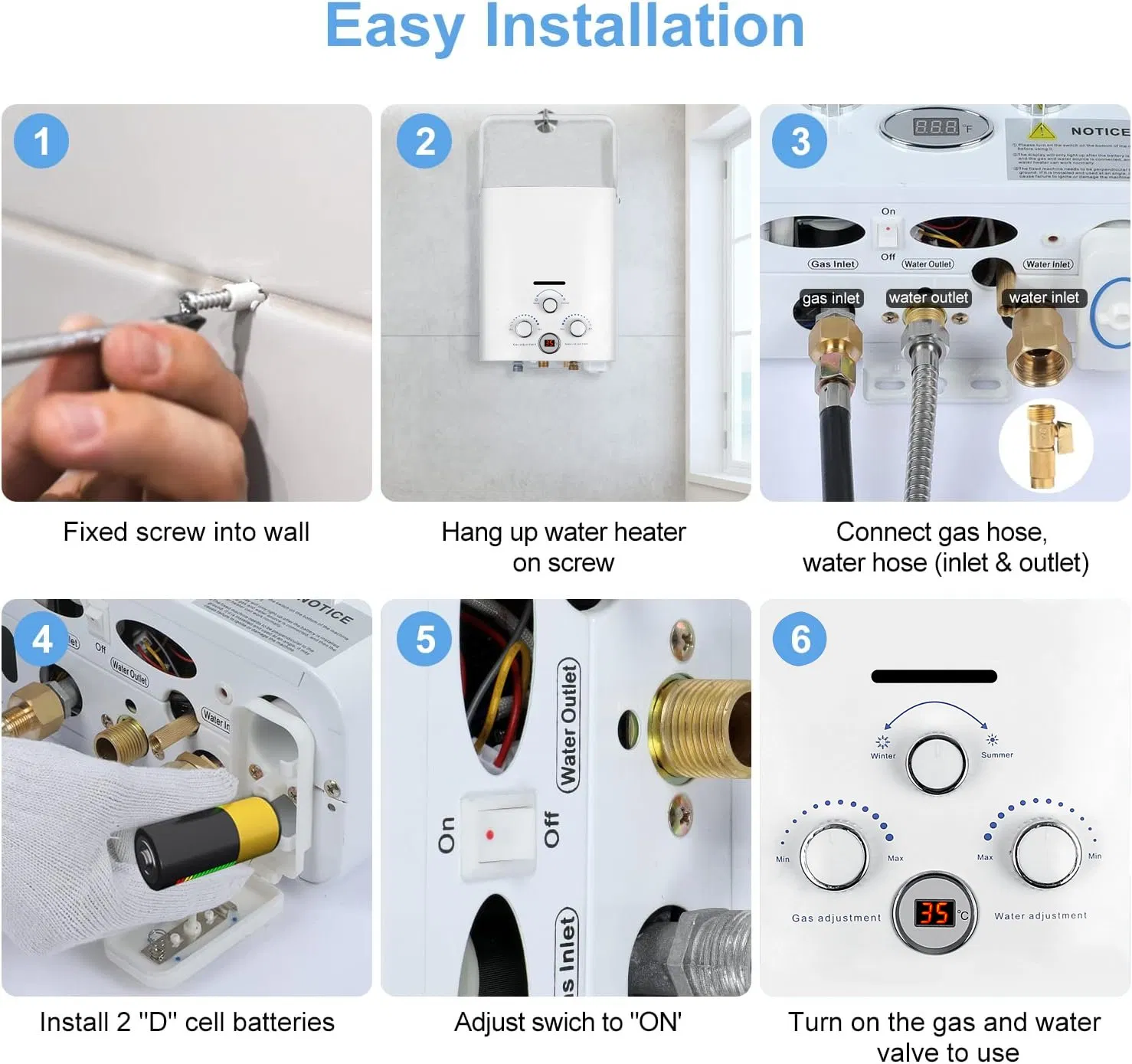 Tankless Propane RV on Demand Thermomate Outdoor Camping Hot Water Heater Gas Portable 6L