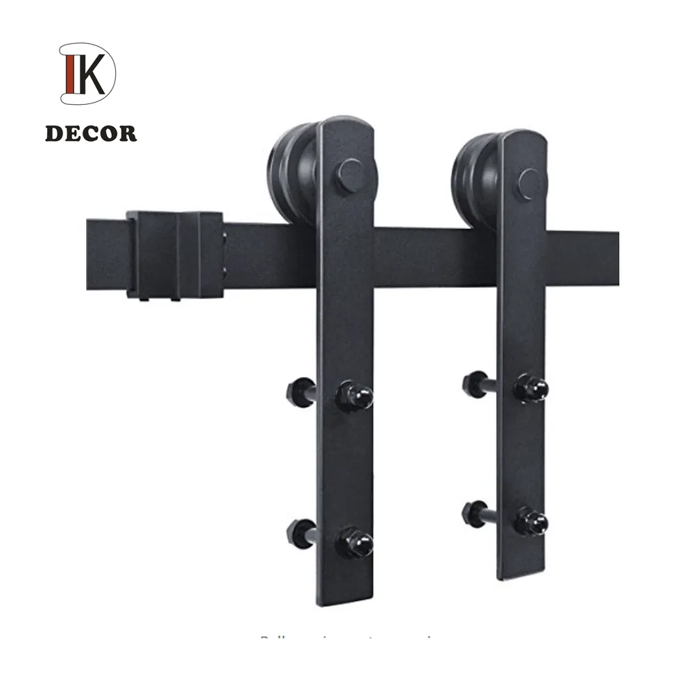 Sliding Barn Door Hardware Kit Top Mounting Black Roller Rails for Closet Cabinet System