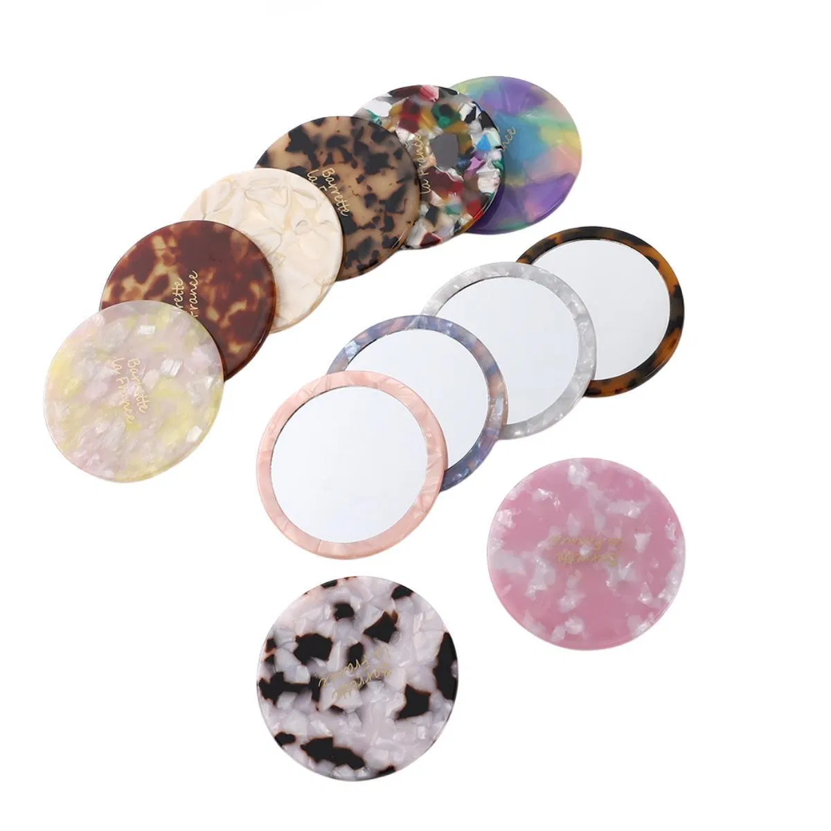 OEM Branding Holiday Gifts Round Acetate Mirror Pocket Acetate Makeup Mirror