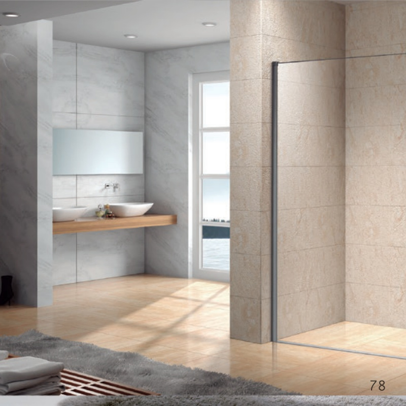 Walk-in Shower Enclosure Two Fixed Panels Shower Glass Door