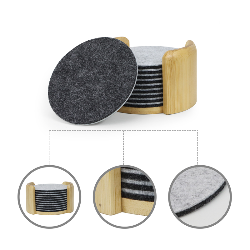 Customized Design Placement Cheap Black Drink Round Coasters Felt 5mm