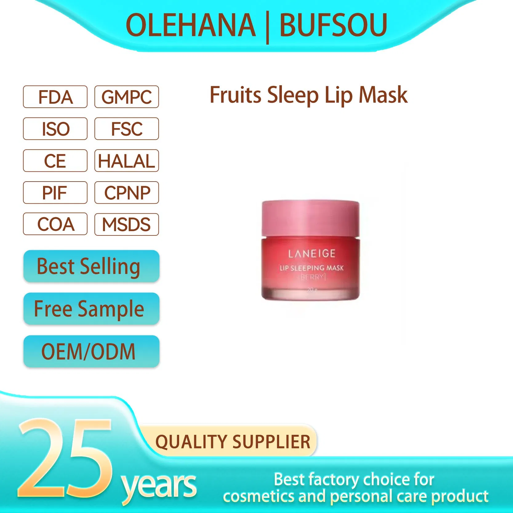 Customized Fruits Private Label Moisturizer Hyaluronic Strawberry Dry Lip Treatment Vegan Hydrating Overnight Lip Sleeping Mask
