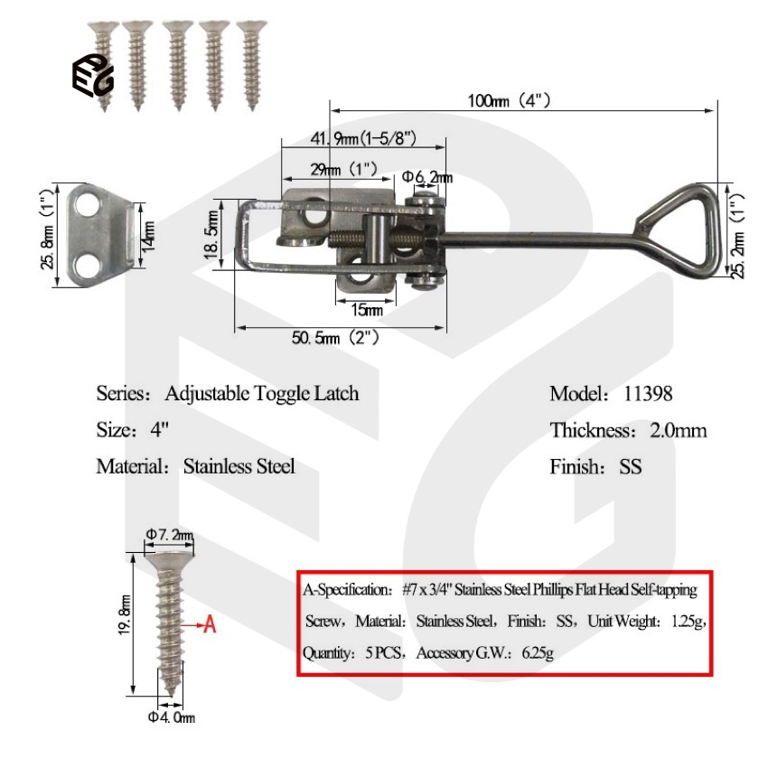 Heavy Duty Adjustable Latch for Truck Tailgate or Machinery Access Door