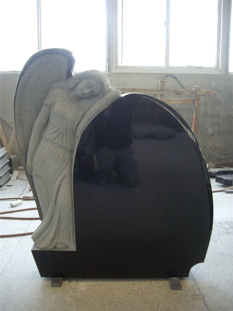 Absolutely Natural Black Granite Funeral Granite Carved Stone Customized Black Headstone/Monument/Tombstone/Memorial