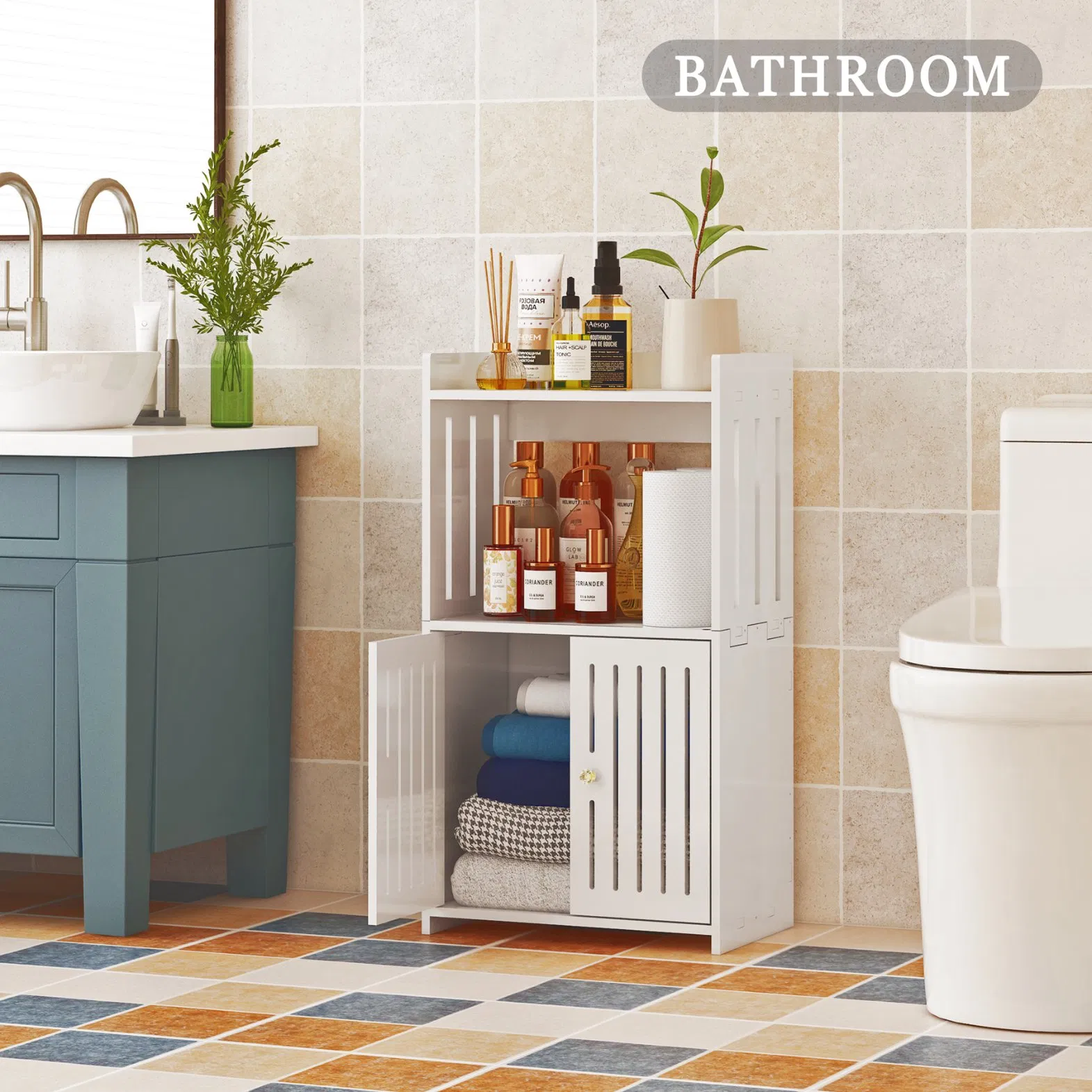 Large Capacity High Quality Waterproof and Durable PVC Small Bathroom Cabinet