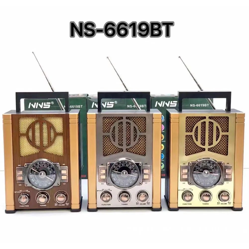 Ретро радио NS-6619BT с Bluetooth, деревянный корпус