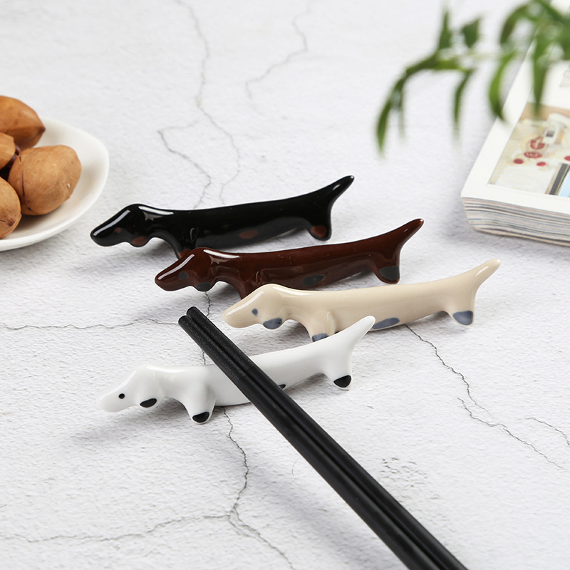 Cute Animal Ceramic Creative Dog Dining Table Hotel Restaurant Pillow Chopstick Holder