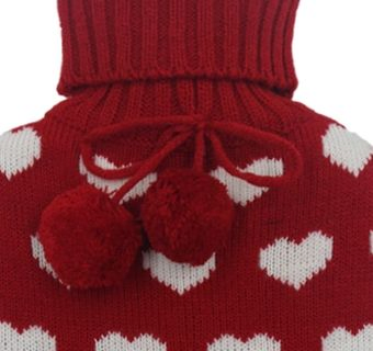 New Style Knitted Fluffy Ball Bottle Cover Fashion Customized Rubber Hot Water Bottle Cover