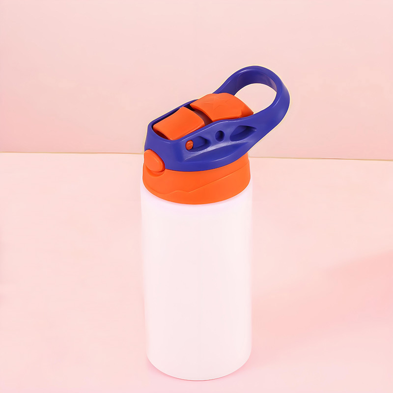 Children 500ml Push-Button Lock Aluminum Water Bottle with Straw