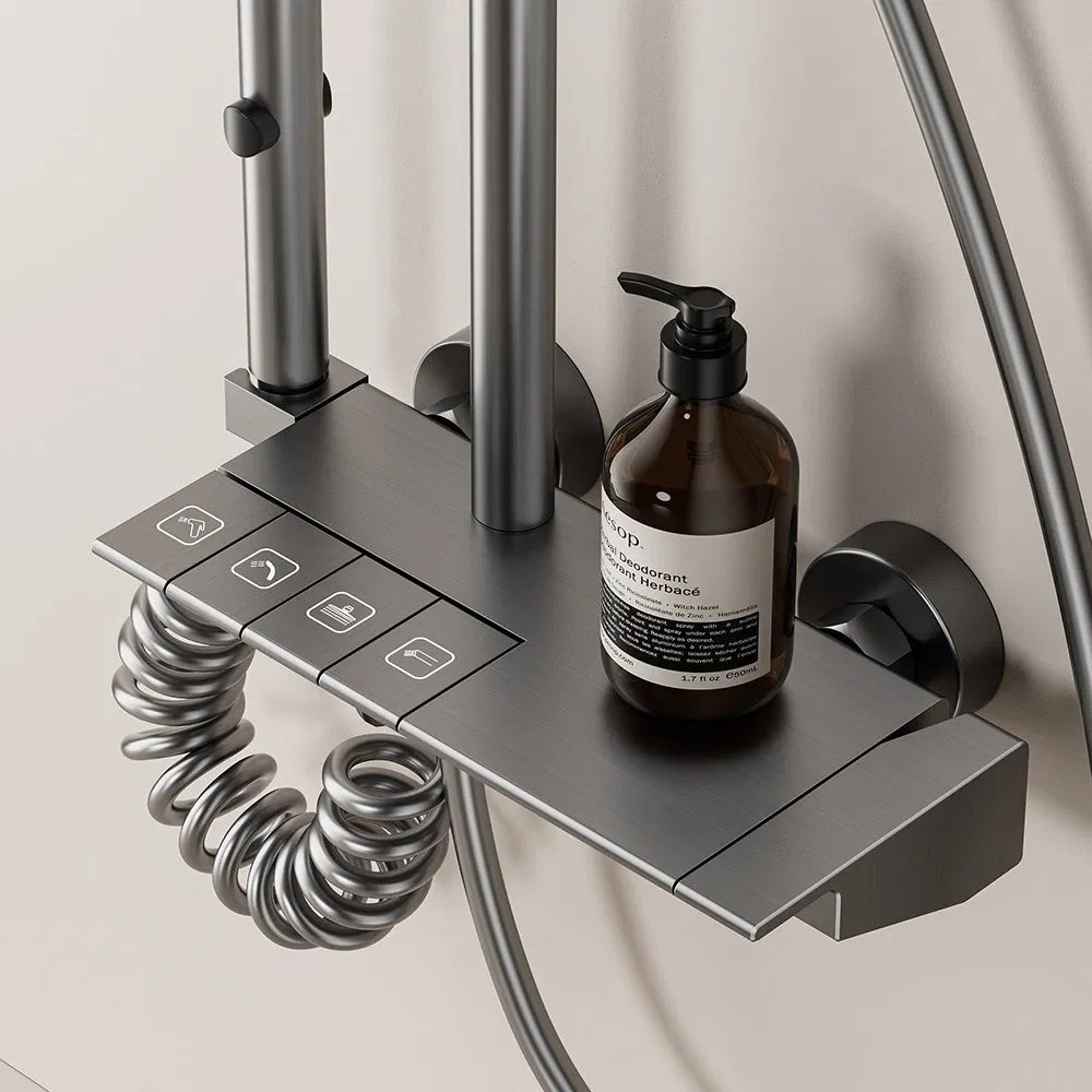 Equipped with a Metal-Reinforced Spray Gun Aluminum Bathroom Shower Set