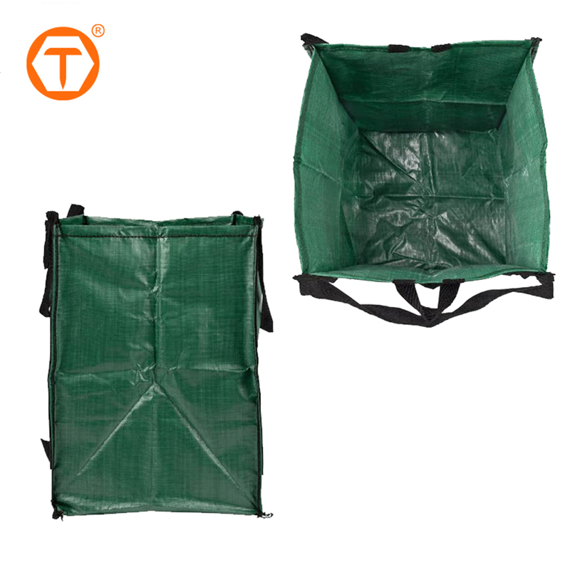 Heavy Duty Multipurpose Storage Tote PP Square Leaf Collector Garden Waste Bag with Handles
