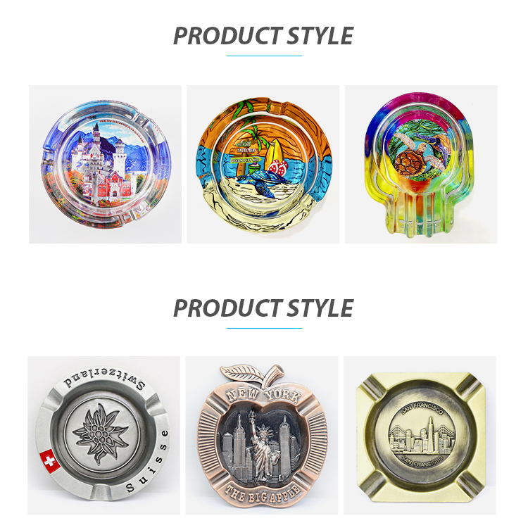 Wholesale Custom Logo Portable Ash Tray Countries Souvenir Tourist Pocket Cigar Glass Ashtray