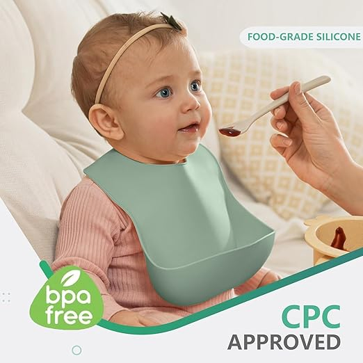 Silicone Baby Bibs, Waterproof, Adjustable, BPA Free
