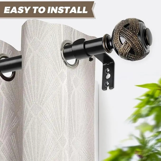 Hot Sale Window Telescoping Drapery Curtain Pole Head Curtain Rod for Windows