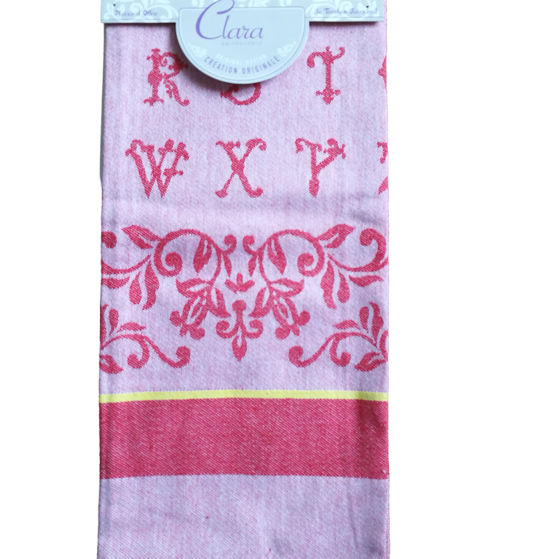 100% Cotton Red Jacquard Tea Towel with Alphabet Design