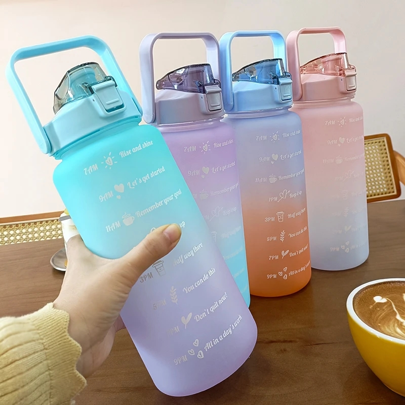 Спортивная бутылка для воды 2 л с тайм-маркером