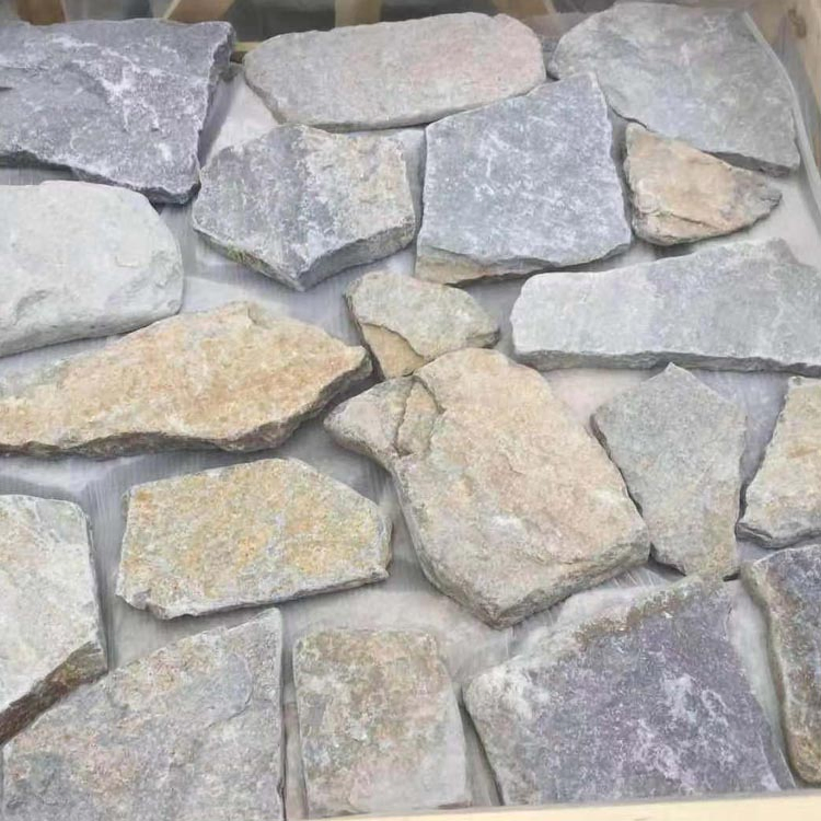 Natural Split Blue and Yellow Quartzite Random Veneer Stones for Outdoor Wall Cladding