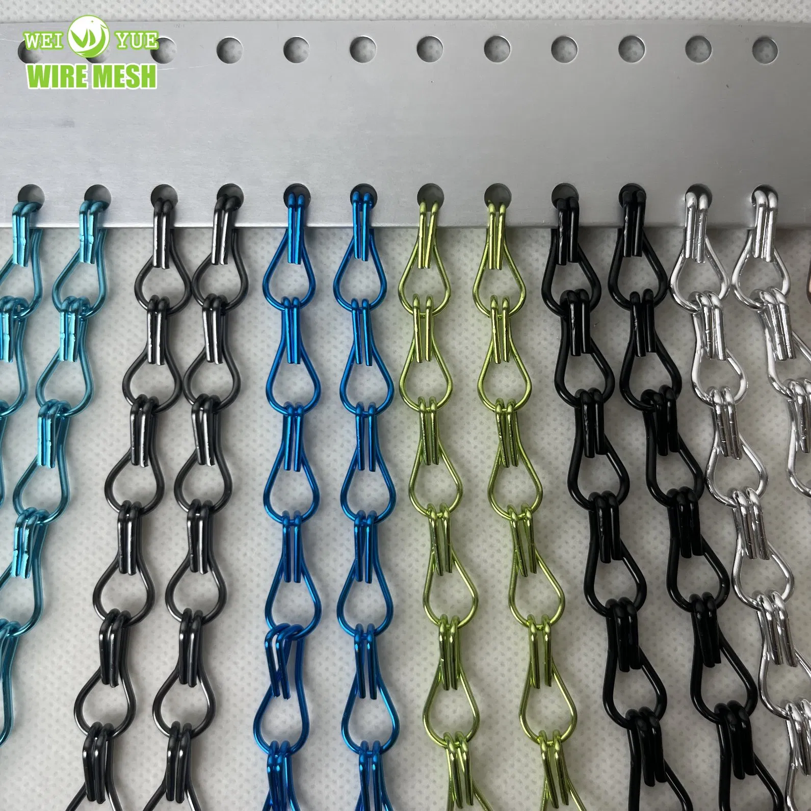 Colors Customized Double Hook Aluminium Chain Link Fly Screen Mesh Curtain for Ceiling Decoration