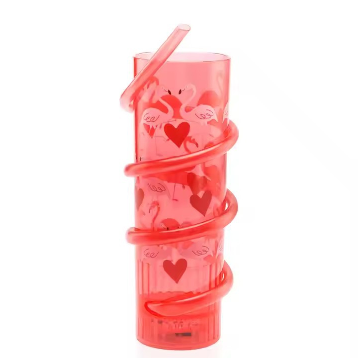 Rotating Straw Water Cup Creative Cartoon Plastic Bottle Halloween Christmas Handy Cup