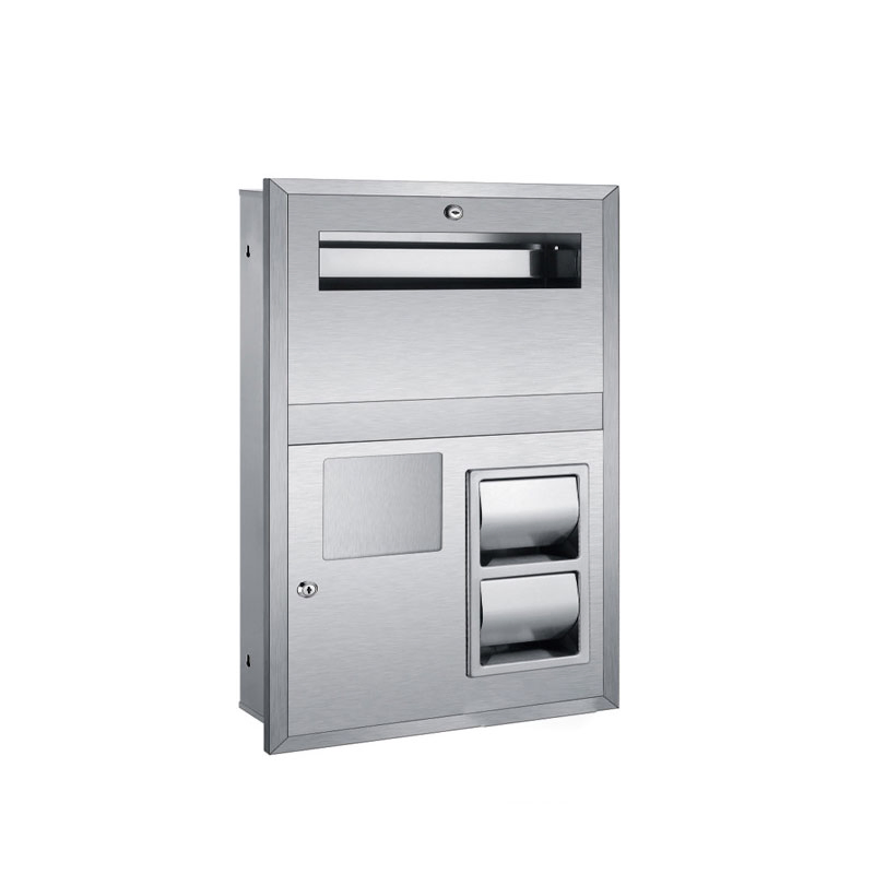 Behind-Mirror Montage Stainless Steel AISI304 Paper Towels Dispenser and Automatic Liquid Soap Dispenser