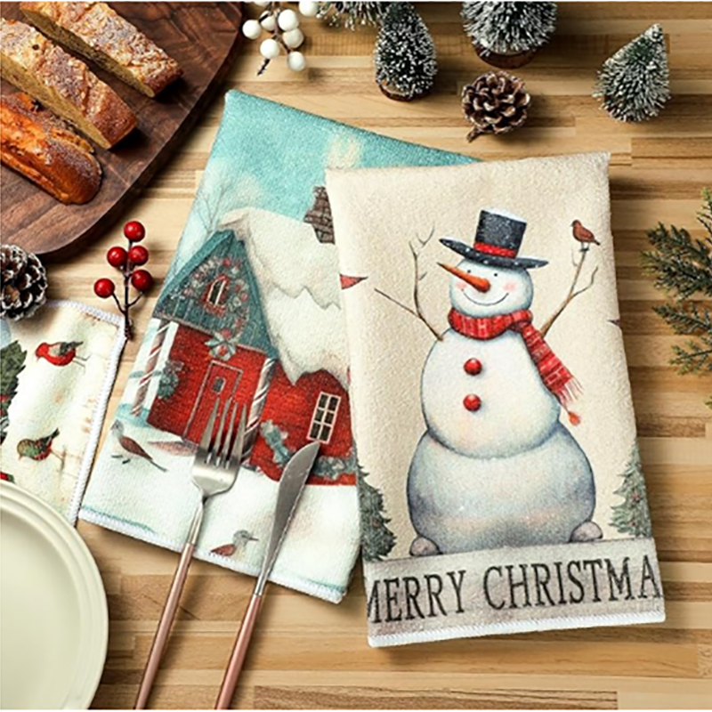 Wholesale Christmas Kitchen Towels Set of 6 Dish Towels for Kitchen 100% Cotton