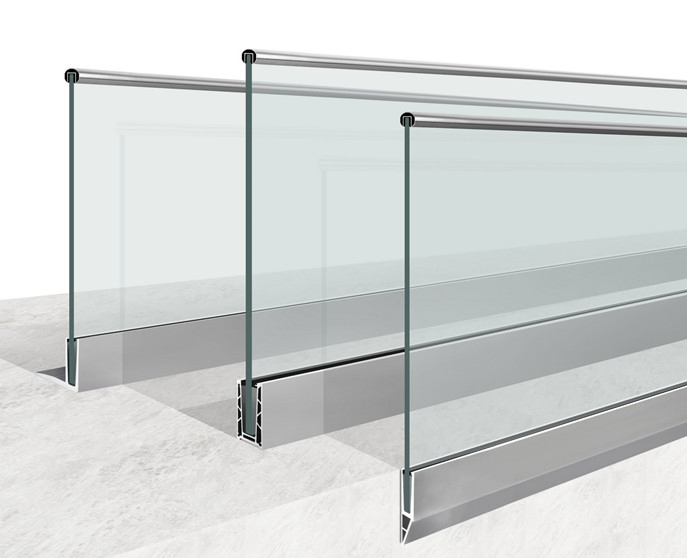 BS6180 Tested Adjustable Top Mounted Base Shoe Aluminium Glass Balustrade Glass Railing/Aluminium Railing