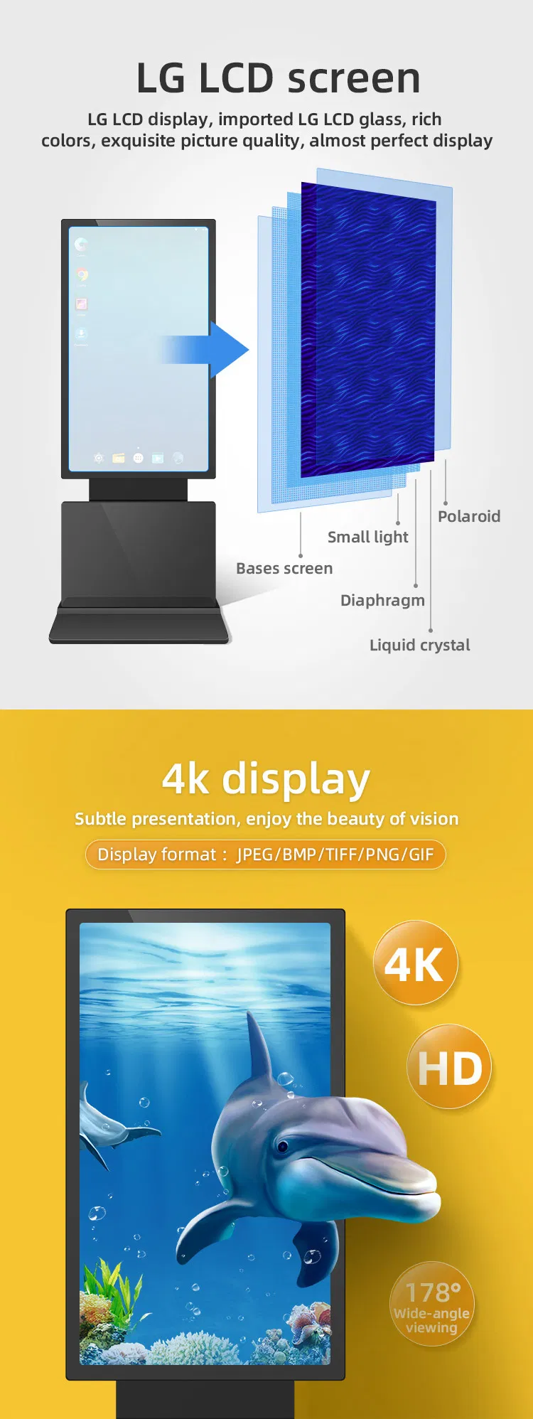Напольный поворотный сенсорный дисплей для цифровой рекламы