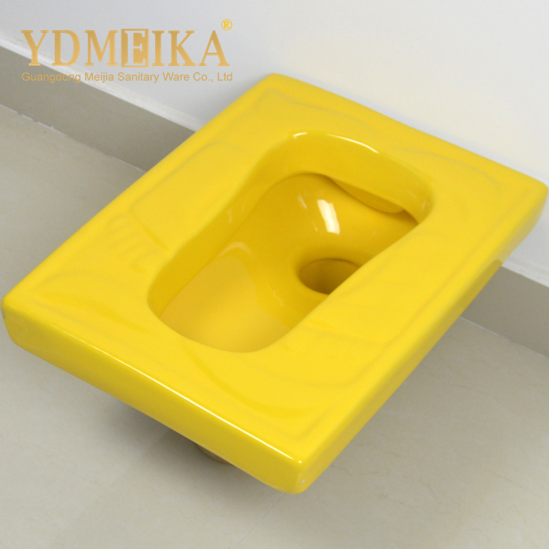 Colored Ceramic Children's Squatting Pan Square Bowl One Piece for Kindergarten Schools Children's Squat Toilet Can Be Paired with Squat Toilet Water Tank