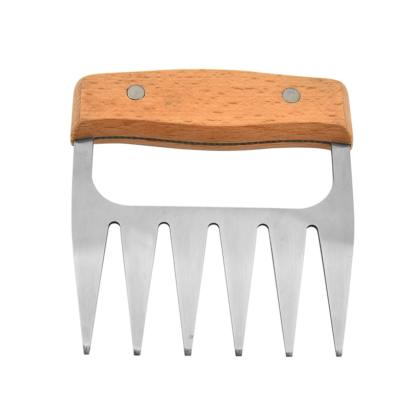 Stainless Steel Bear Claw Meat Remover Household Wooden Handle Meat Divider