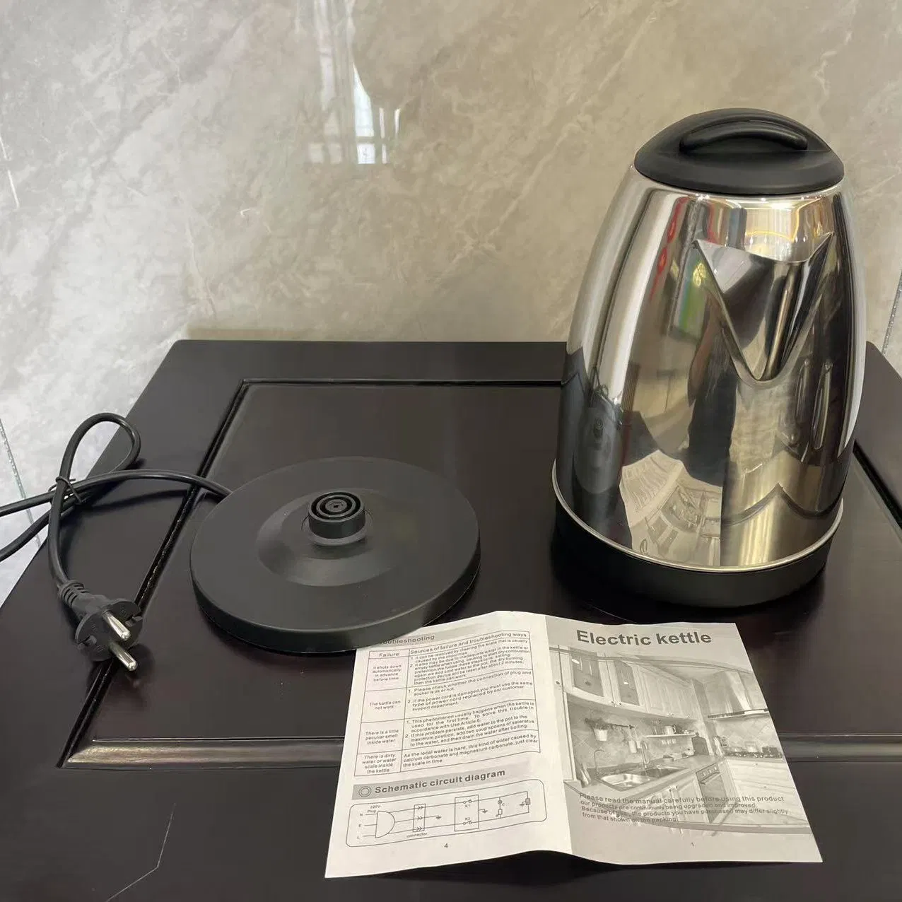 UK USA Kitchen Automatic Hot Water Electrical Kettle Heat Jug BPA-Free Guangdong Stainless Steel Electric Kettle for Boiling Tea