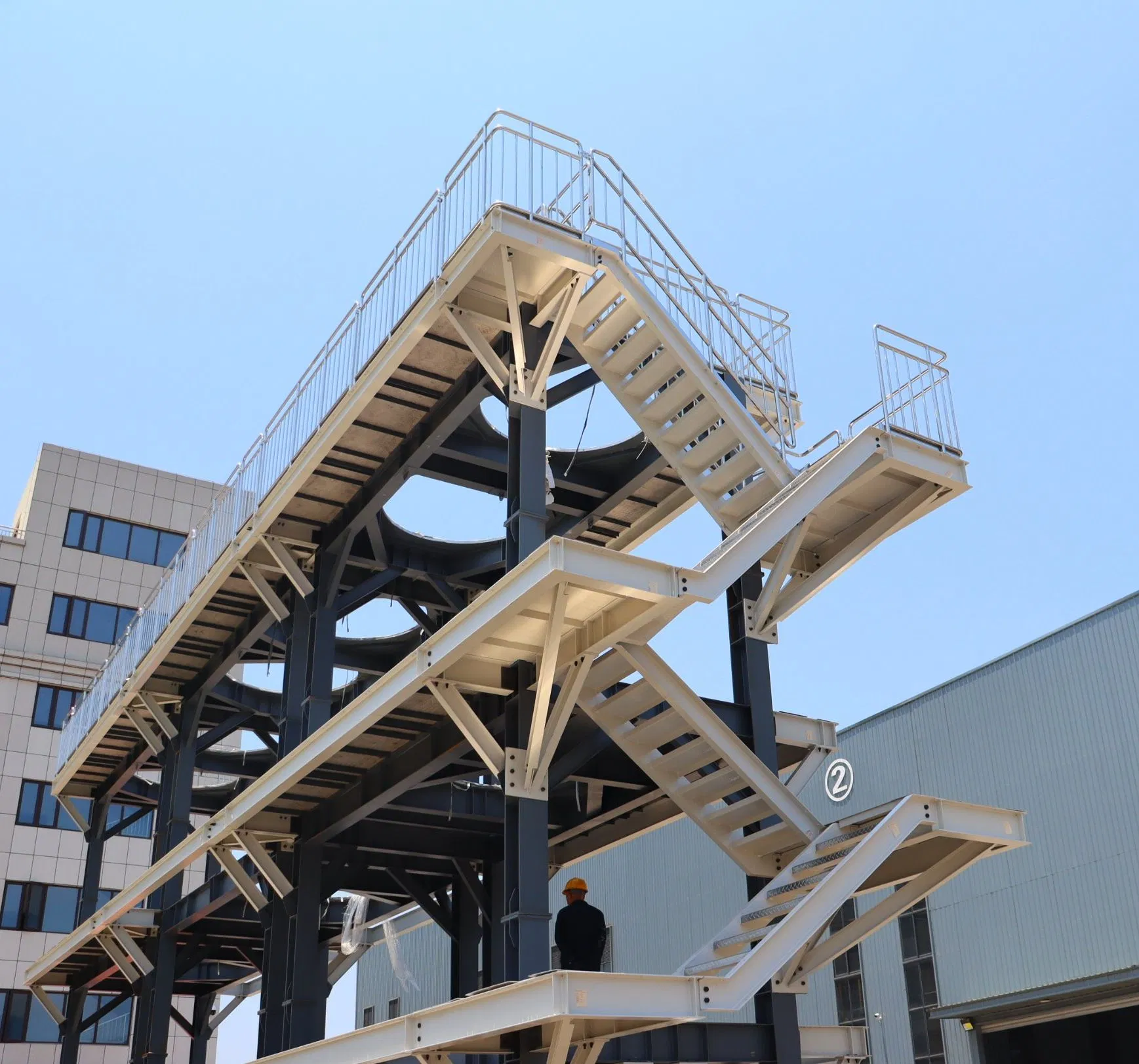 High Cost Performance Fire Prevention Industrial Steel Stairs for Factory Workshop