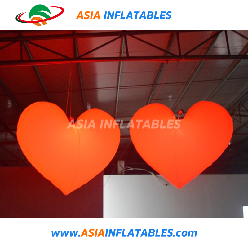 Advertising Giant Inflatable Valentine Decoration Lighting Heart