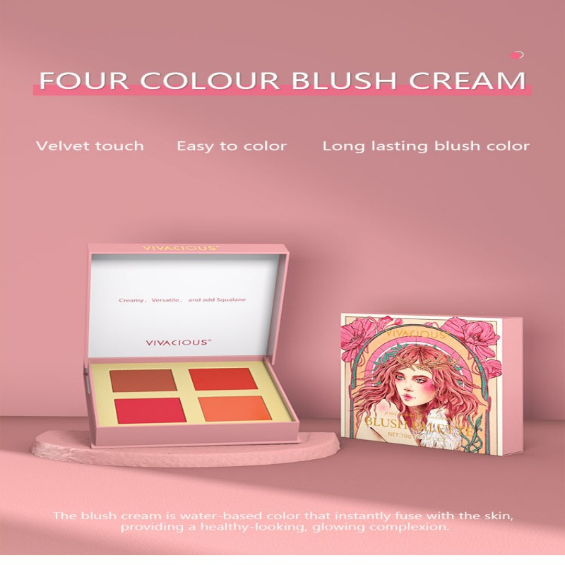 Cosmetics Lasting Versatile and Multipurpose Four-Color Blush Cream