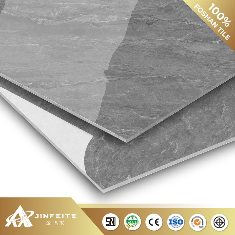 Dark Grey High Gloss Marble Tile Luxury Design for Bathroom 60*60cm Cheap Price