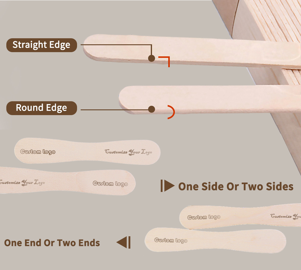 Eco-Friendly Biodegradable 94mm 114mm Wooden Ice Cream Sticks Disposable Popsicle Mixing Sticks