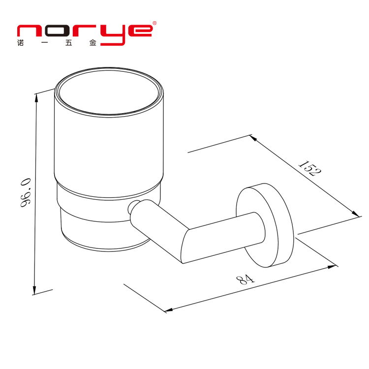 Stainless Steel Bathroom Accessories Single Tumbler Toothbrush Brass Holder Set with Glass Cup