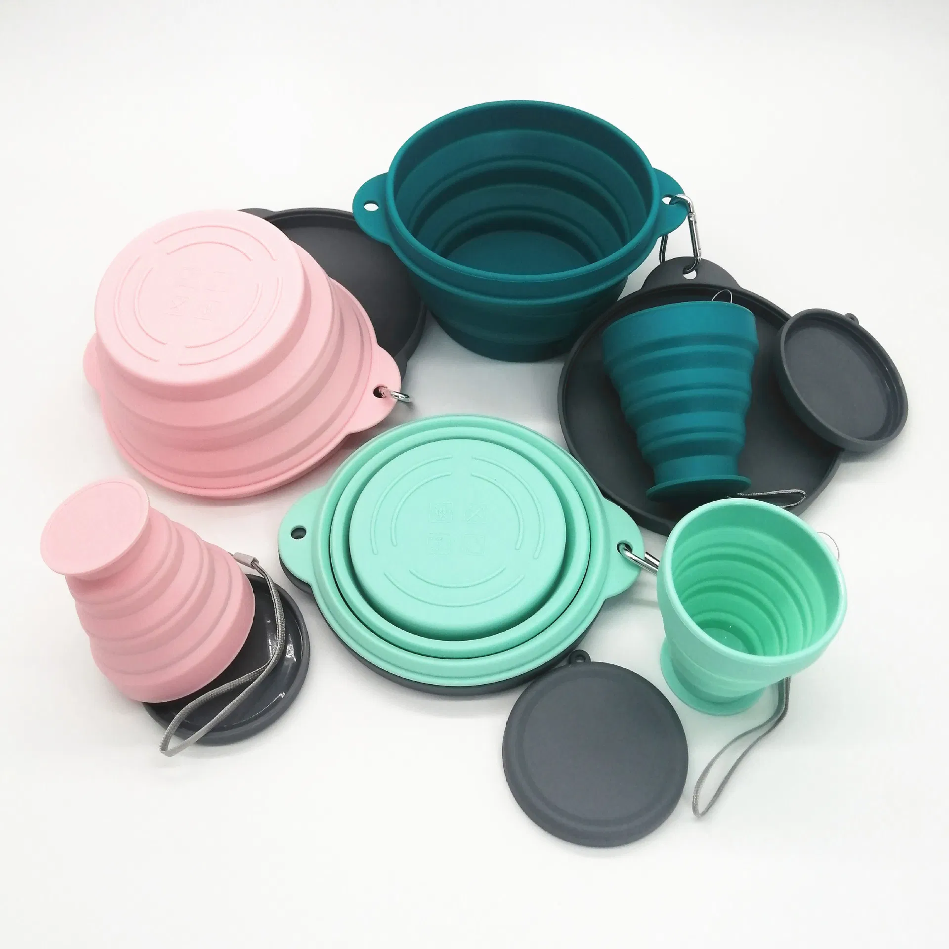 Picnic Collapsible Silicone Foldable Water Kettle with Handle Cup Mug Bowl Camping Set Cooking Utensils