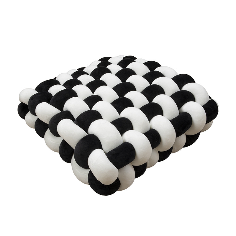 Home Black and White Square Woven Pillow Cushion for Sofa and Chair