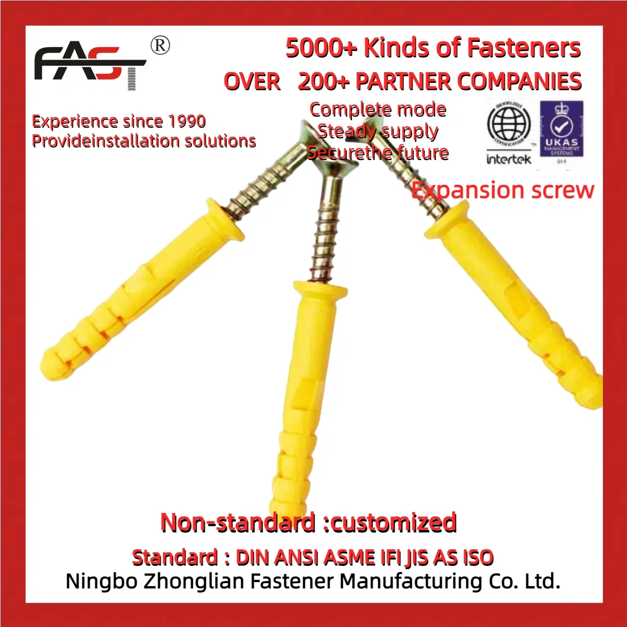 Expansion Screw for High-Temperature Environments, Heat-Resistant