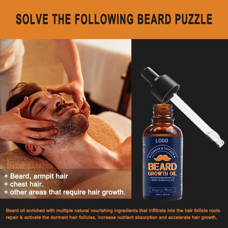 Custom Logo Wholesale 30ml Pure Essential Oil Bulk Premium Beard Growth Oil
