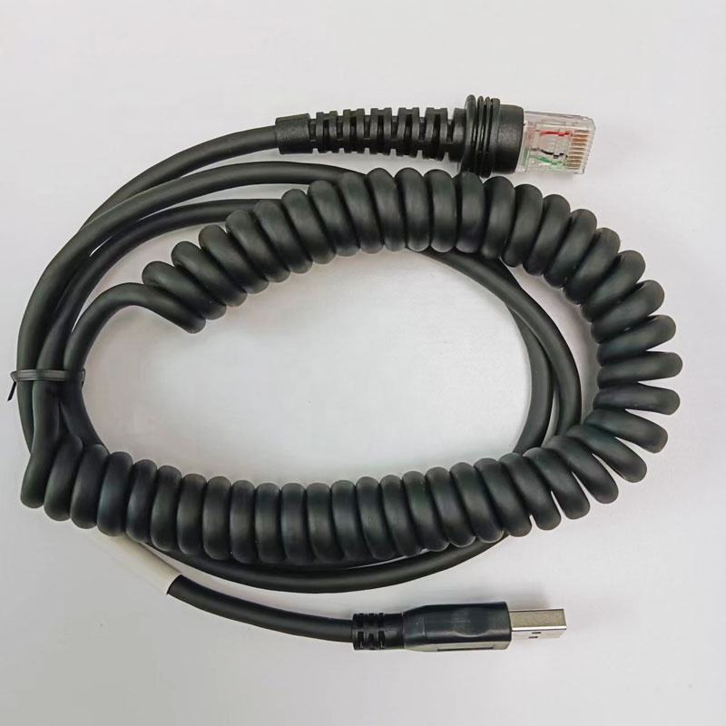 Factory Direct USB to RJ45 Rj50 Barcode Scanner Coiled Curly Spiral Cable