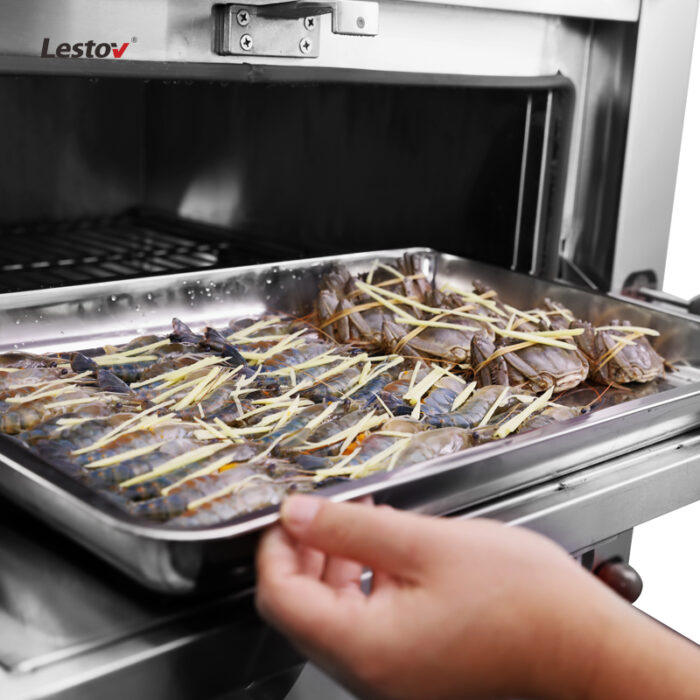 Lestov 3 Tiers Chinese Commercial Induction Seafood Cabinet Steamer for Restaurant Use