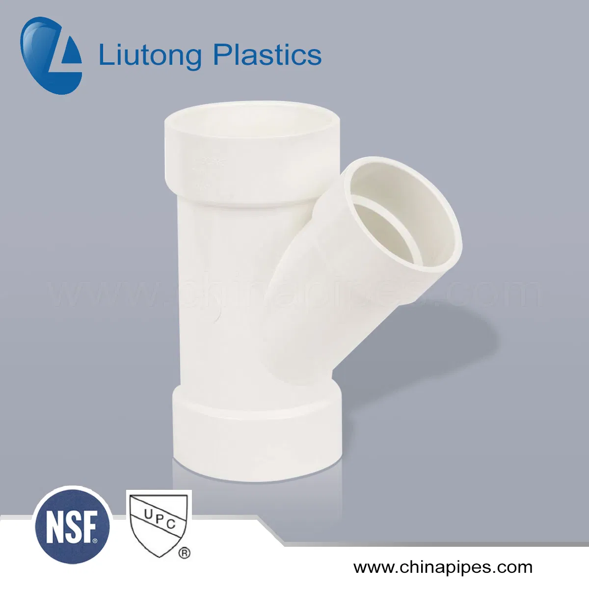 Plastic UPVC/PVC Wye-Tee with White Colour in ASTM-D-2665 Standard
