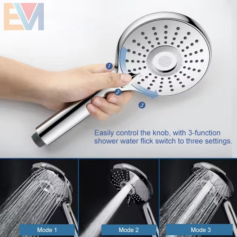 12cm Hand Shower with 3 Settings ABS High Pressure Shower Head